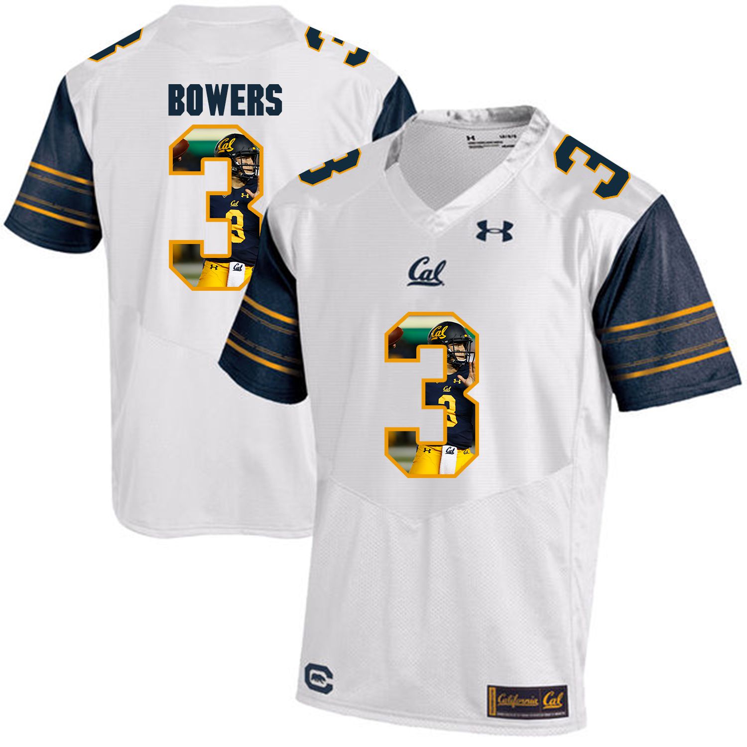 Men California Golden Bears #3 Ross Bowers White Customized NCAA Jerseys1->customized ncaa jersey->Custom Jersey